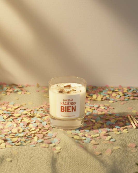 COLECCIÓN DE VELAS EN VASO DE VIDRIO, MENSAJES QUE ARDEN